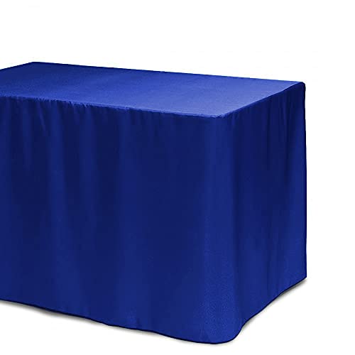 6 ft. Fitted Polyester Tablecloth in Royal Blue