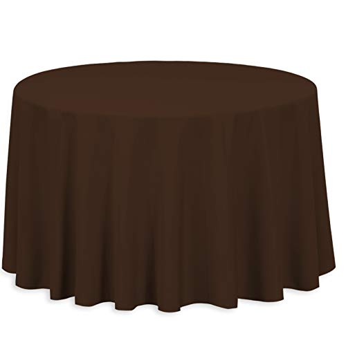 108" Round Polyester Tablecloth - Chocolate Color