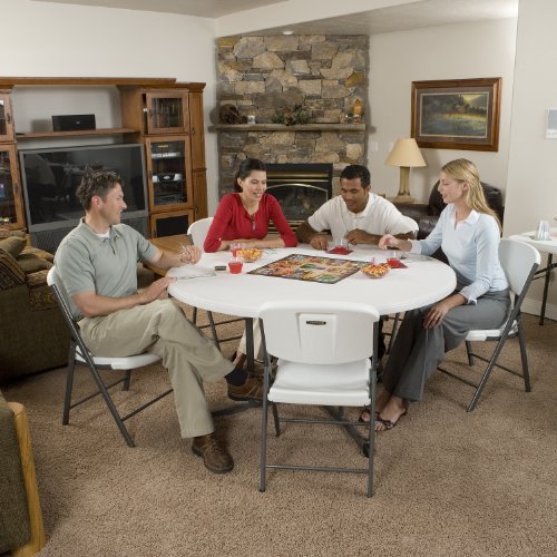 Round Fold in Half Table, 5 Feet White