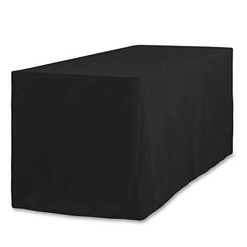 6 ft. Black Polyester Fitted Tablecloth for Sports