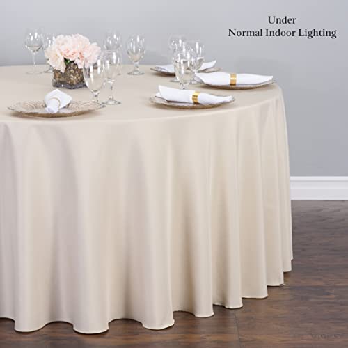 Beige 108-Inch Round Polyester Tablecloth