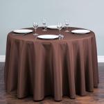 108" Round Polyester Tablecloth - Chocolate Color