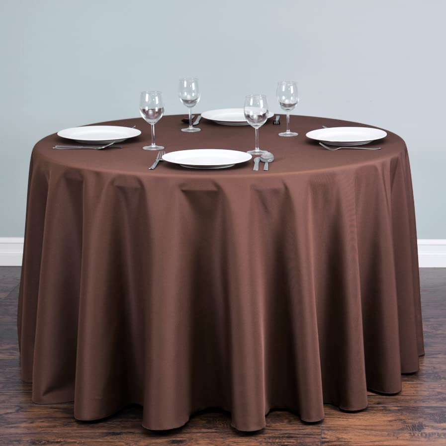 108" Round Polyester Tablecloth - Chocolate Color