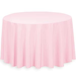 Pink 108-Inch Round Polyester Tablecloth for Sporting Events