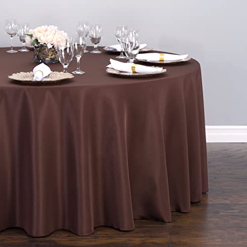 108" Round Polyester Tablecloth - Chocolate Color