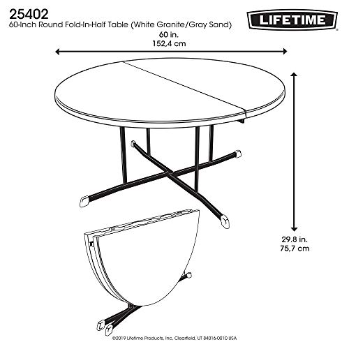 Round Fold in Half Table, 5 Feet White