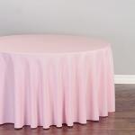 Pink 108-Inch Round Polyester Tablecloth for Sporting Events