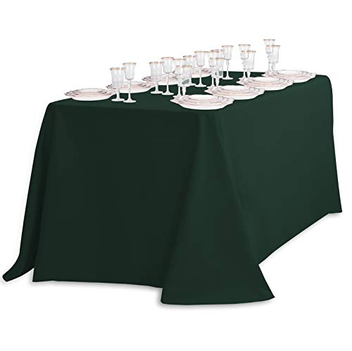 Rectangular Polyester Tablecloth in Hunter Green, 90 x 132