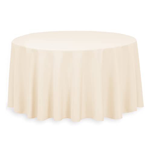 LinenTablecloth 108-Inch Round Polyester Tablecloth Beige
