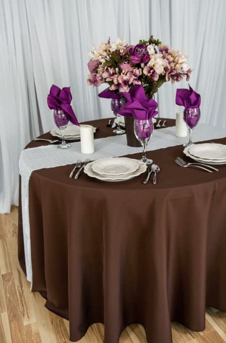 108" Round Polyester Tablecloth - Chocolate Color