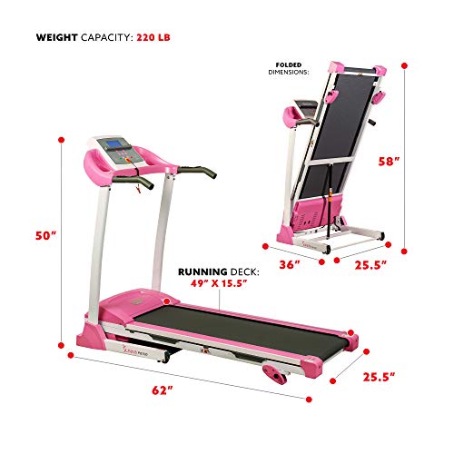 Pink Sunny Health & Fitness Treadmill, 62" x 27" x 50