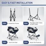 Rengue Hammock Camping Chair, Folding Camping Chairs with Retractable Footrest, Adjustable Backrest, Headrest, Cup Holder Portable Outdoor Lawn Chairs for Camping, Fishing, Hiking (Dark Blue)