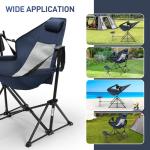 Rengue Hammock Camping Chair, Folding Camping Chairs with Retractable Footrest, Adjustable Backrest, Headrest, Cup Holder Portable Outdoor Lawn Chairs for Camping, Fishing, Hiking (Dark Blue)