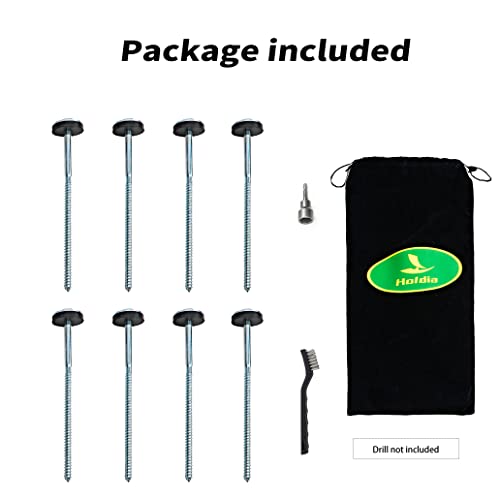 Holdia 8 Pcs Drillable Tent Stakes 12" | Hex Pegs | Heavy Duty Metal Tent Anchors & Camping Spikes with 17MM Hex Drill Adapter and Storage Bag