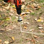 Holdia 8 Pcs Drillable Tent Stakes 12" | Hex Pegs | Heavy Duty Metal Tent Anchors & Camping Spikes with 17MM Hex Drill Adapter and Storage Bag