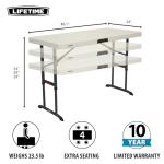 LIFETIME 80387 4-Foot Commercial Adjustable Folding Table, Almond