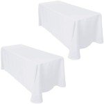 White Polyester Tablecloths Bundle - 90x132 Inch (Set of 2)