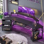 SEDETA L-Shaped Gaming Desk with LED Light