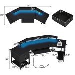 SEDETA L-Shaped Gaming Desk with LED Light