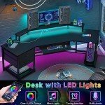 SEDETA L-Shaped Gaming Desk with LED Light