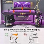 SEDETA L-Shaped Gaming Desk with LED Light