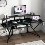 Auromie 72" Gaming Desk with LED and Outlets