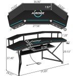 Auromie 72" Gaming Desk with LED and Outlets