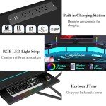Auromie 72" Gaming Desk with LED and Outlets