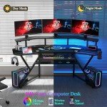 Auromie 72" Gaming Desk with LED and Outlets