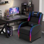 Blue LED Gaming Massage Recliner Chair
