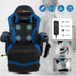 POWERSTONE Ergonomic Gaming Recliner with Massage and Footrest