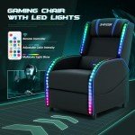 Blue LED Gaming Massage Recliner Chair
