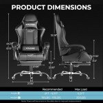 GTPLAYER Gaming Chair with Footrest and Lumbar Support