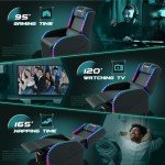 Blue LED Gaming Massage Recliner Chair