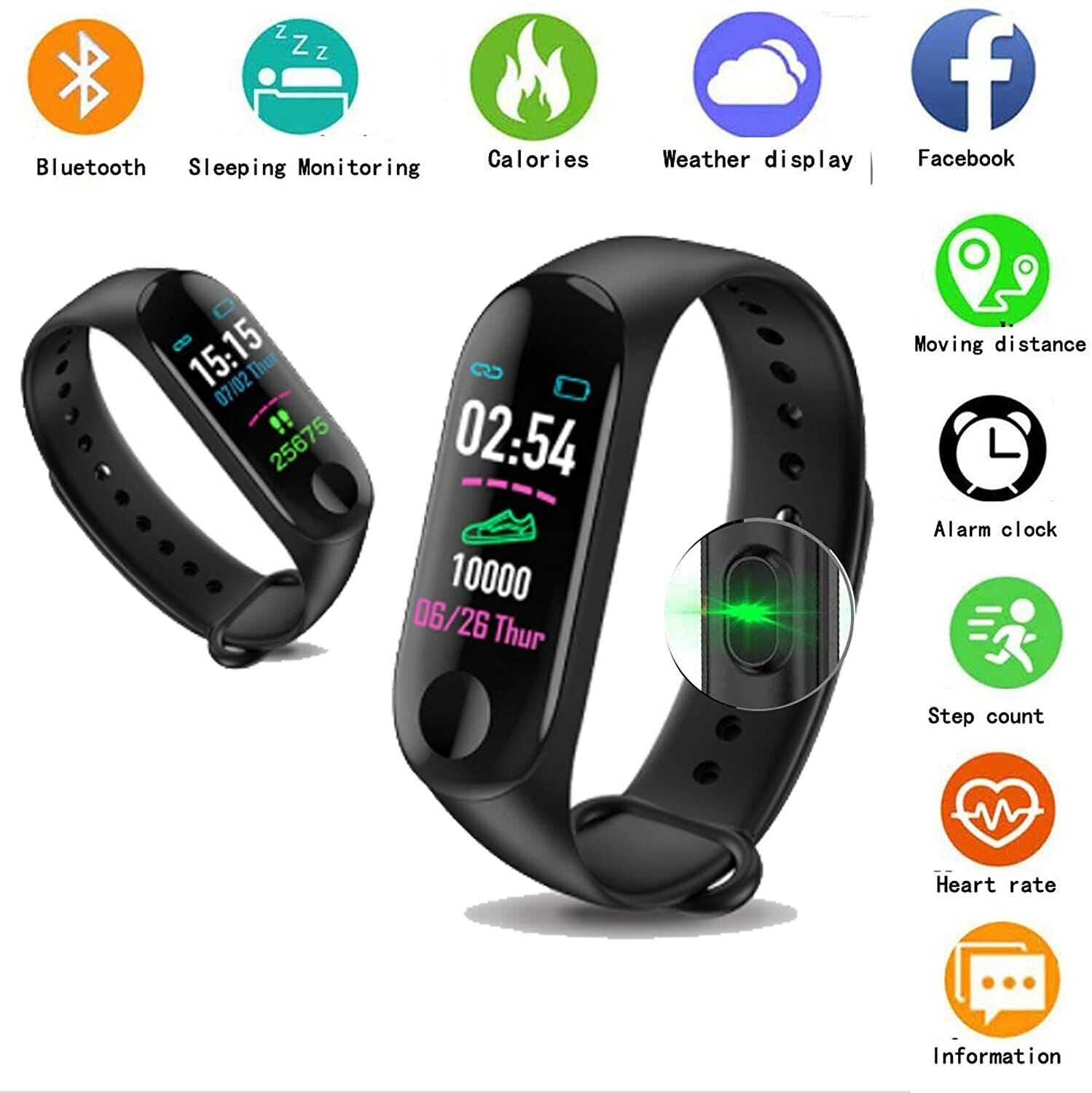 Smart Health Tracker Watch with Heart Rate & BP Monitor
