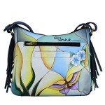 Anuschka Leather Floral Fringed Crossbody Bag