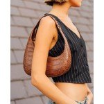 JW PEI Brown Croc Harlee Shoulder Bag