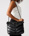 Steve Madden Britta Black Chevron Shoulder Bag