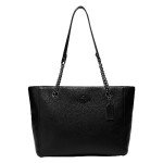 COACH Cammie Leather Black Chain Tote