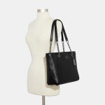 COACH Cammie Leather Black Chain Tote