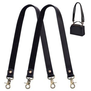 Luxury Leather Handbag Straps - 2 Pack, Black