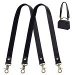 Luxury Leather Handbag Straps - 2 Pack, Black