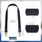 Luxury Leather Handbag Straps - 2 Pack, Black