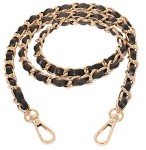 Black Leather Crossbody Bag with Gold Chain