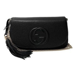 Gucci Soho Black Leather Shoulder Bag with Tassel