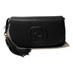 Gucci Soho Black Leather Shoulder Bag with Tassel