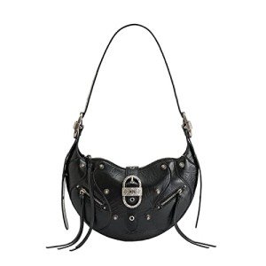JW PEI Tessa Crushed Black Shoulder Bag