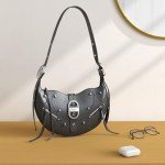 JW PEI Tessa Crushed Black Shoulder Bag