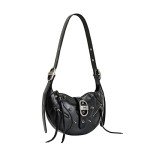JW PEI Tessa Crushed Black Shoulder Bag