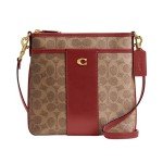 COACH Kitt Crossgrain Leather Messenger Bag - Tan/Ruby